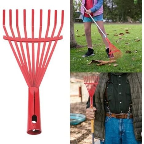 CSPARKV Professional Garden Rake with Ergonomic Carbon Steel Handle for Efficient Soil Work, Effective Soil Preparation, Hand Rake