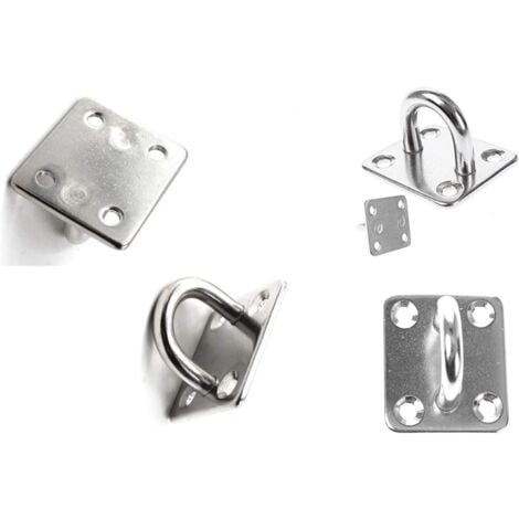 CSPARKV Stainless Steel Eye Plates, Heavy Duty Patio Umbrella Sail Hardware Kit for Parasol Mounting Accessories Swing Chair Hanging Hardware (M5, 2A)