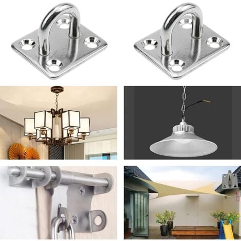 CSPARKV Stainless Steel Eye Plates, Heavy Duty Patio Umbrella Sail Hardware Kit for Parasol Mounting Accessories Swing Chair Hanging Hardware (M5, 2A)