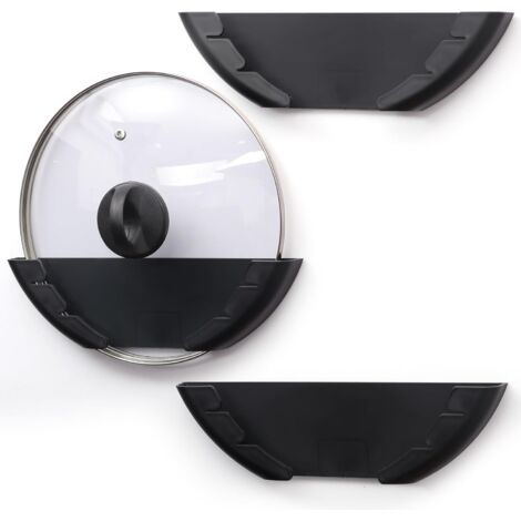 CSPARKV (Set of 3 Plastic Pot Lid Holders - For 15-32cm Lids - Self-Adhesive Pot Lid Storage for Home, Kitchen, Wall/Cabinet Door) (1/5)