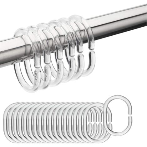 CSPARKV 24 Pack Curtain Rings: The plastic curtain hooks kit has 24 rings, enough for your replacement and daily use. Its size is 4.4 x 2.8 x 0.55 cm, which is suitable for most curtains (1/5)
