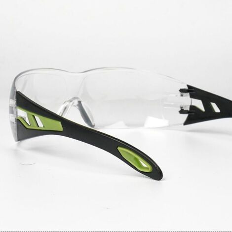 CSPARKV (14.5×11.2×4.5cm)Black/Green Safety Glasses - Clear Lens & Rubber Nose Bridge - Secure Fit - Anti-Scratch Goggles - Personal Protective Equipment - PPE Clear Goggles (1/3)