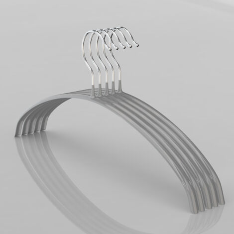 CSPARKV (40×20×2cm)Pack of 10, 40 cm, Silver,Space Saving, Rounded, Ideal for T-Shirts and Sweaters, 360° Rotating Hooks, Non-Slip Coating (1/4)