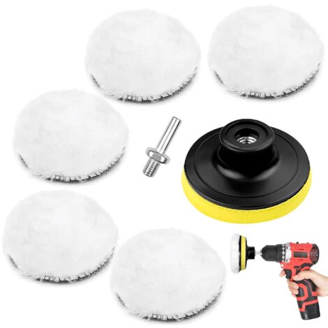 CSPARKV 7 Pieces Car Polishing Kit, Car Polishing Pad, Wool Polishing Disc, Lambswool Polishing Pad for Sanding Polishing Waxing, with Drill Adapter (1/5)