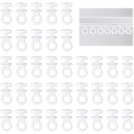 CSPARKV 100 Pieces Curtain Rail Hooks Curtain Track Gliders Plastic Curtain Rollers White Curtain Rod Sliding Hook Strong Load Capacity Curtain Tiebacks Accessories