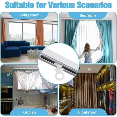 CSPARKV 100 Pieces Curtain Rail Hooks Curtain Track Gliders Plastic Curtain Rollers White Curtain Rod Sliding Hook Strong Load Capacity Curtain Tiebacks Accessories