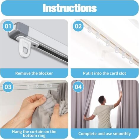 CSPARKV 100 Pieces Curtain Rail Hooks Curtain Track Gliders Plastic Curtain Rollers White Curtain Rod Sliding Hook Strong Load Capacity Curtain Tiebacks Accessories