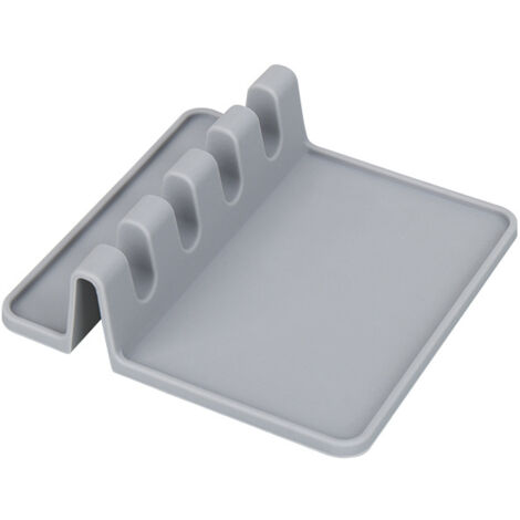 CSPARKV Spoon Rest Kitchen Utensil Rest Kitchen Utensil Holder Ladle Spatula Cover Lid,Silicone Holder with Drainer,Tool to Protect Worktop,Backsplash and Hob(Greymm) (1/4)
