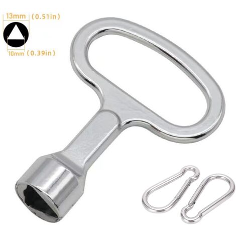 Triangle Trash Can Key Yellow Triangular Metal Socket Triangle Key for Gas Meter Elevators Electrical Cabinet Box (Supplied with two carabiners)
