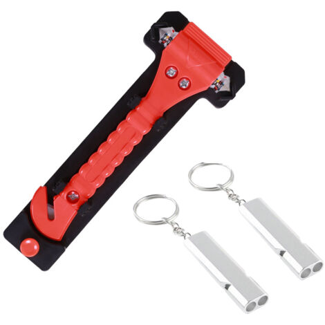 in 1 Car Emergency Hammer, Car Window Breaker Hammer, Seat Belt Cutter, Window Breaker, Car Emergency Kit with 2 Referee Whistles
