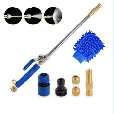 Car High Pressure Spray Gun, Watering Lance Garden Car Cleaning Tool Washer Water Jet Nozzle for Window Washing Attachment (Comes with Long Nozzle + Gloves)