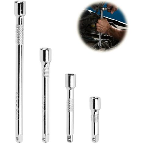 Set of 4 1/4 ratchet extension bars, 1/4 extension bars 50mm, 75mm, 100mm, 150mm, chrome vanadium steel (1/4) (1/5)