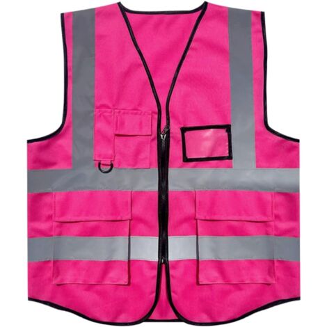 ZXNJA Sicherheitsweste Pink - Mit Reflexstreifen, 5 Taschen, Einheitsgröße