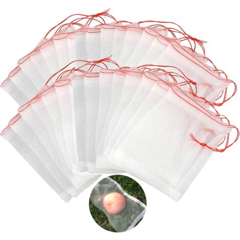 100 Stück Obstschutzbeutel Aus Organza - Wiederverwendbare Netzbeutel Mit Kordelzug 20x30cm Für Garten