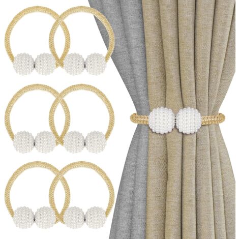 NICEEC Magnetische Vorhang-Raffhalter Aus Gewebtem Seil, 40,6 Cm – 2 Stück Gold, Bohrfrei, Dekorativ Für Zuhause & Büro