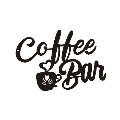 Kaffeeschild Aus Holz & Metall – 40,6x20,3 Cm, Mit Schnörkel-Dekor Für Küche, Café Oder Bar