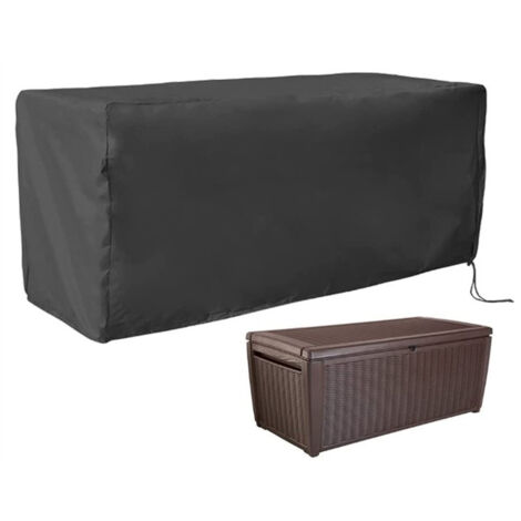 Gartenmöbel Abdeckung 210D Wasserdicht – Für Rechteckige Aufbewahrungsboxen, Größe L (158x76x71 Cm), Mit Reißverschluss & Kordelzug