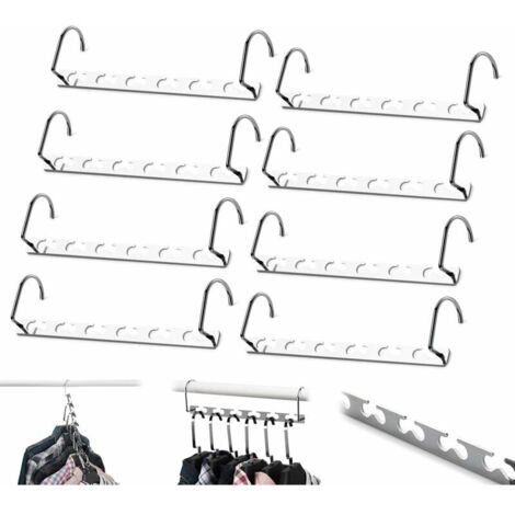 12x Platzsparende Kleiderbügel Aus Kunststoff – Vertikal Mit 5 Haken, Bis 13,6 Kg Tragkraft, Schrank-Organizer