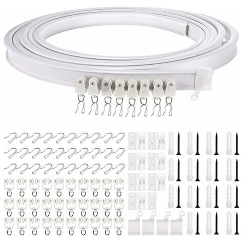 5m Flexible Vorhangschiene Weiß - Deckenmontage Für Raumteiler & Duschvorhang