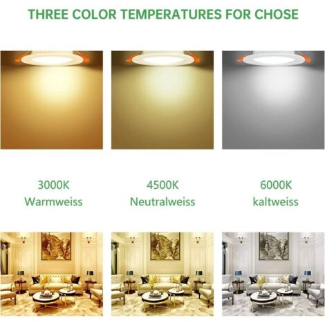 LED-Einbaustrahler, extra flach, 7 W entspricht 70 W Glühlampe, runde, ultraflache, kaltweiße 6000 K, 230 V Deckeneinbauleuchte, für Badezimmer, Küche, Wohnzimmer, Flur, 6er-Set [Energieklasse F