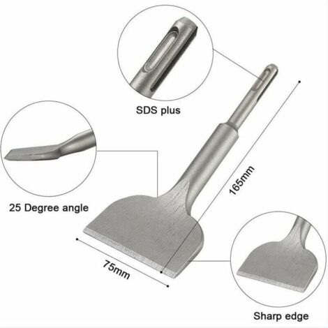 LaBlanc – SDS PLUS Fliesenmeißel, 165 mm x 75 mm, hochwertige Verbreiterungsserie, gemeißelter, gebogener Fliesenmeißel für Keramik und Bodenfliesen