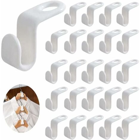 100 Stück Kleiderbügel Verbindungshaken Weiß - Platzsparender Schrankorganizer Für T-Shirts