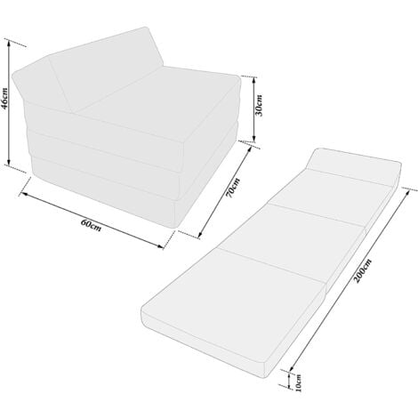 Matelas Pliable 70x200x10cm - Matelas Futon Pliant 2 en 1 - Matelas Mémoire de Forme - Canapé Lit pour Adulte Enfant - Matelas d'Invités et Matelas de Voyage