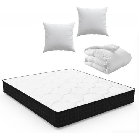 Matelas 160x200 cm avec 1 Couette 220x240 cm et 2 Oreillers 60x60 cm (Tous dans un colis)