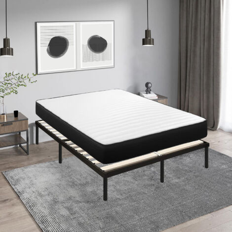 Iztoss – Ensemble sommier et matelas 160x200 cm – Matelas mousse 160x200x20 cm – Sommier à lattes en bois massif avec pieds – Assemblage rapide