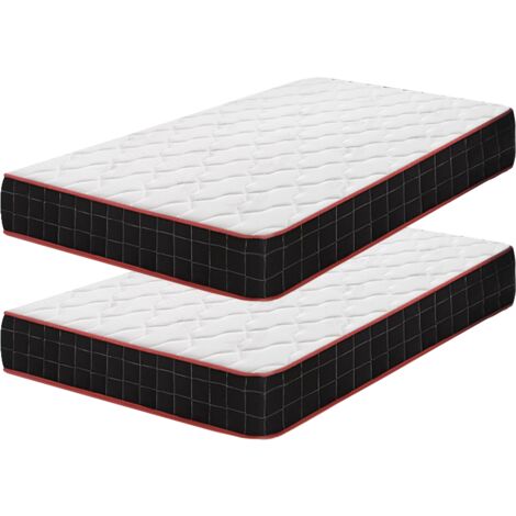 Iztoss – Lot de 2 matelas mémoire de forme 90x200cm – Épaisseur 16 cm – 7 zones de confort – Mousse haute densité – Fermeté modérée