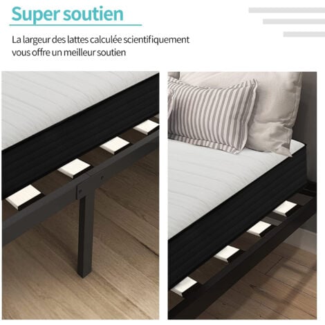 Lit ensemble sommier et matelas 140x190 cm - Matelas 140x190x16cm Mousse - Sommier 140x190cm avec Pieds  (Deux colis)
