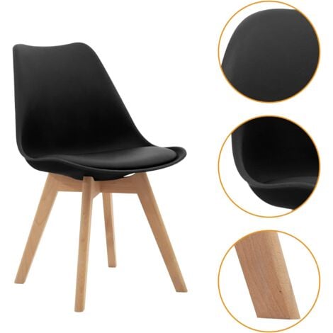 Lot de 4 chaises - Noir - Chaise Scandinave - Pieds en bois (4 chaises dans un colis)