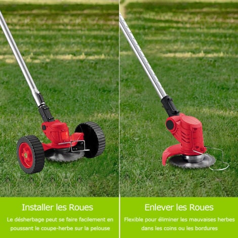 Coupe-bordure sans Fil, 3-in-1 Coupe-bordure à batterie avec 3 Types de Lames, avec Batterie 21V et Chargeur, Outillage de Jardin Motorisé Réglable en Hauteur