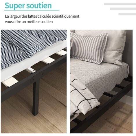 Sommier 140x190cm avec 7 Pieds - Sommiers à Lattes en Bois - Cadre de Lit - 2x14 Lattes