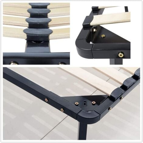 Sommier 140x190cm avec 7 Pieds - Sommiers à Lattes en Bois - Cadre de Lit - 2x14 Lattes