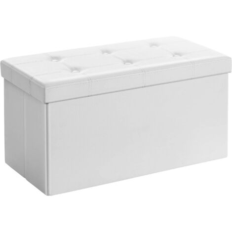 Iztoss – Coffre de rangement pliable 76x38x38 cm – Pouf repose-pieds en cuir – Capacité 80 L – Poids max 300 kg – Design pliable pour intérieur