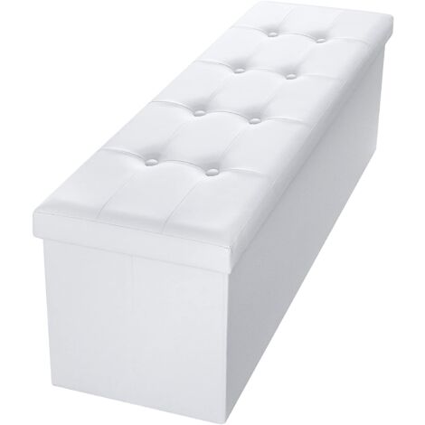 Iztoss – Coffre de rangement pliable 110x38x38 cm – Pouf repose-pieds en cuir – Capacité 109 litres – Coutures renforcées pour durabilité