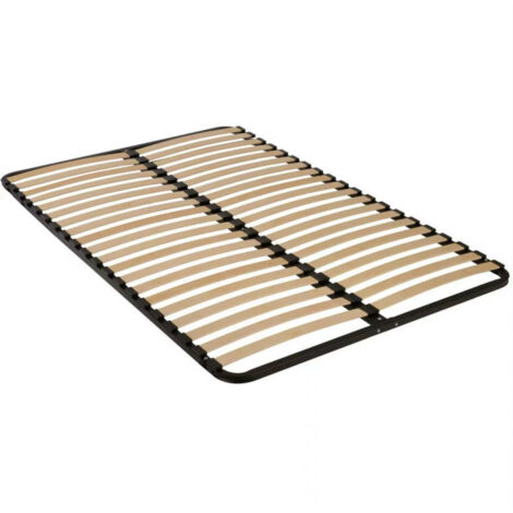 Sommier à lattes 140x190 cm – 20 lattes en bois massif – Structure en acier pour soutien optimal – Compatible avec matelas mousse et ressorts - 140x190cm-