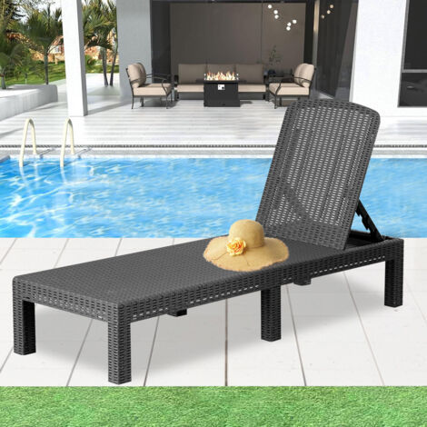 Iztoss – Transat de soleil en résine tressée – Dossier réglable 4 positions – Imperméable et anti-insectes – Supporte jusqu'à 150 kg