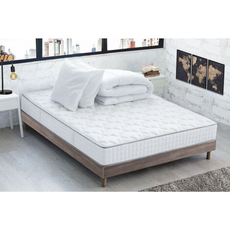 Iztoss – Matelas mousse 160x200x15 cm – Couette 220x240 cm – 2 oreillers 60x60 cm – Soutien ergonomique pour nuits réparatrices