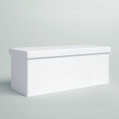 BOLLI Banc de Rangement, Ottoman avec Espace de Stockage, Coffre de Rangement Intérieur Repose-Pieds, pour Salon, Chambre, Entrée(Blanc 110x38x38cm)