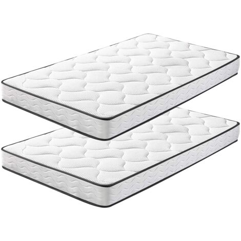 Bolli – Lot de 2 matelas mémoire de forme 90x200cm – Épaisseur 16cm – 7 zones de soutien – Mousse haute densité pour confort optimal