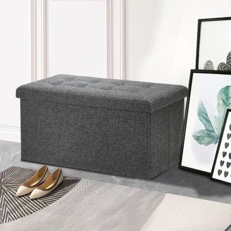 BOLLI Banc de Rangement, Ottoman avec Espace de Stockage, Coffre de Rangement Intérieur Repose-Pieds, pour Salon, Chambre, Entrée(Gris 110x38x38cm)