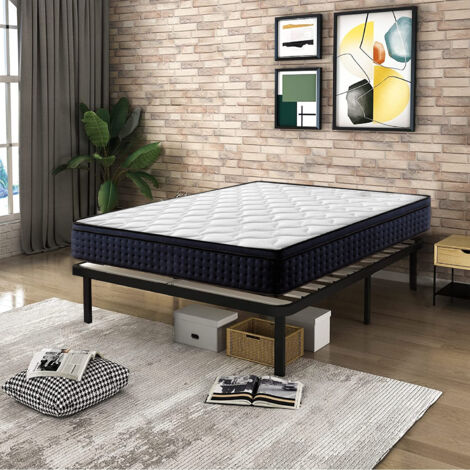 Bolli – Ensemble sommier et matelas 160x200 cm – Matelas 160x200x27 cm en mousse à mémoire de forme – Sommier avec lattes en bois massif et acier