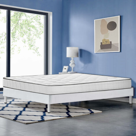 Bolli – Ensemble sommier et matelas 140x190 – Matelas mousse à mémoire de forme 17 cm – Sommier tapissier en bois massif – Livraison en 2 colis