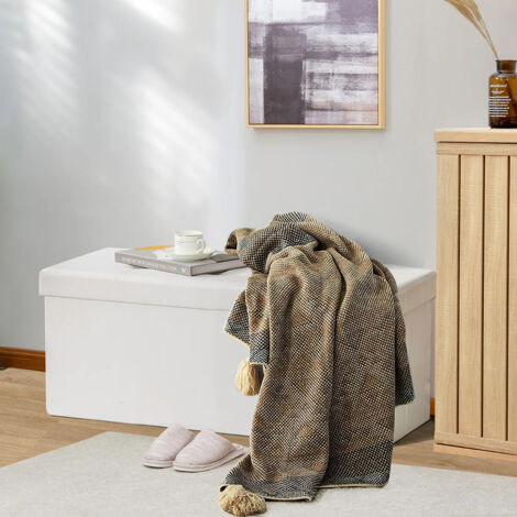 Bolli – Banc d'entrée pliant avec espace de rangement 80L – Cuir PVC durable – Dimensions 76x38x38cm – Repose-pieds pour salon et chambre