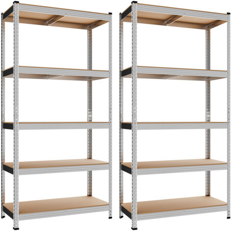 Iztoss – Lot de 2 étagères de rangement 40 x 90 x 180 cm – Acier galvanisé – 5 niveaux – Charge max 875 kg – Montage sans vis