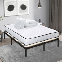 Iztoss – Ensemble sommier et matelas 160x200 cm – Matelas mousse 160x200x15 cm – 1 couette 220x240 cm et 2 oreillers 60x60 cm – Sommier avec pieds