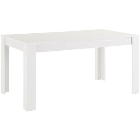 Lynn Table à manger en mélaminé blanc 8 personnes L160 (1/4)