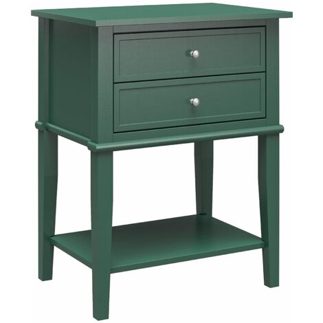 Franklin Table d'appoint avec 2 tiroirs en mélaminé vert foncé (1/5)